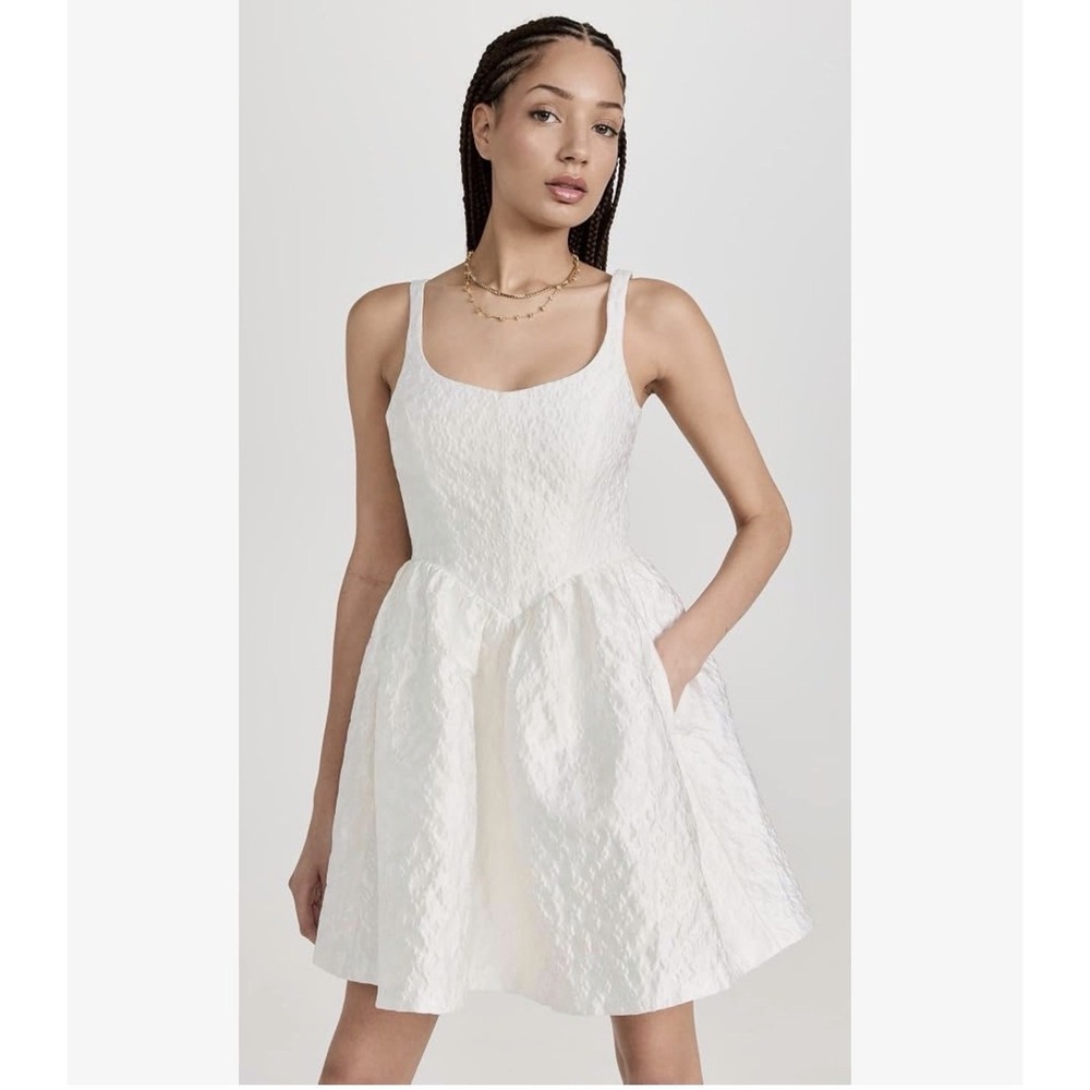 AMANDA UPRICHARD Bellis Mini Dress White M Women's Fit & Flare Short Sleeveless